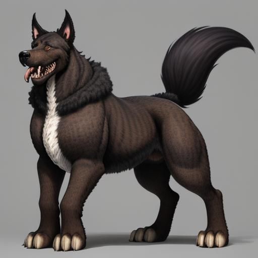 Horrific Horse-Dog Monster with Long Fur and Paws