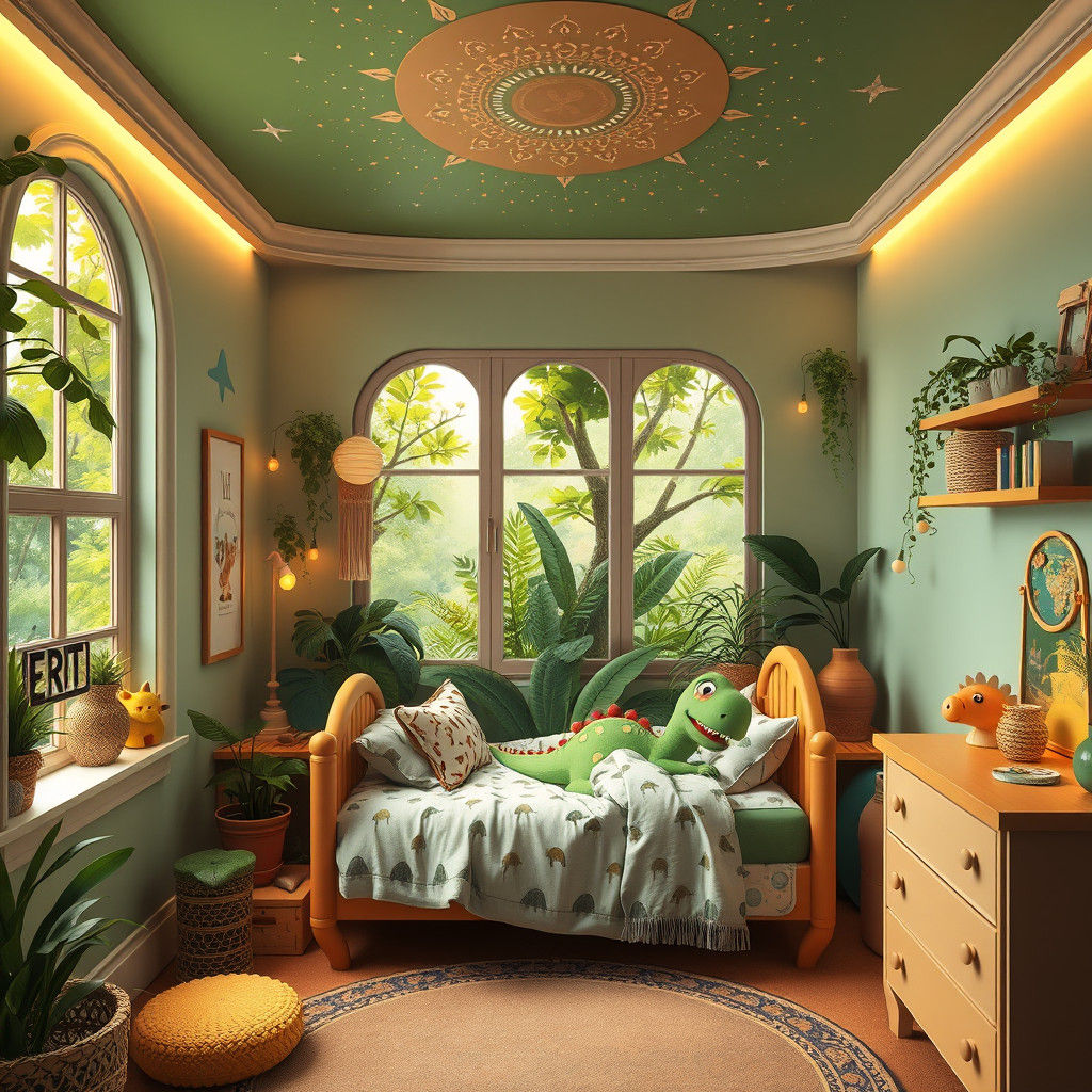 Dinosaur Nursery in Dreamlike Concept Art Style