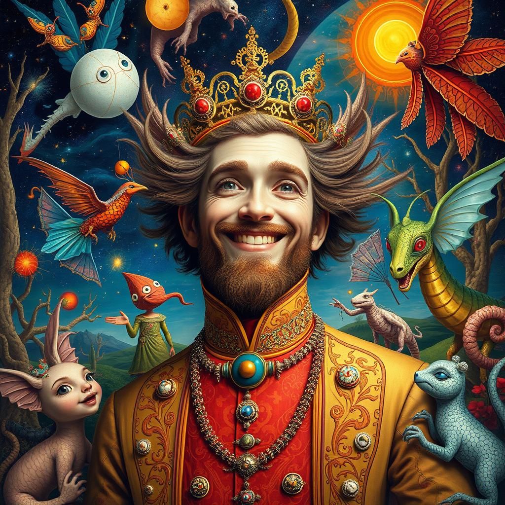Cosmic Dreamer in a Whimsical Landscape