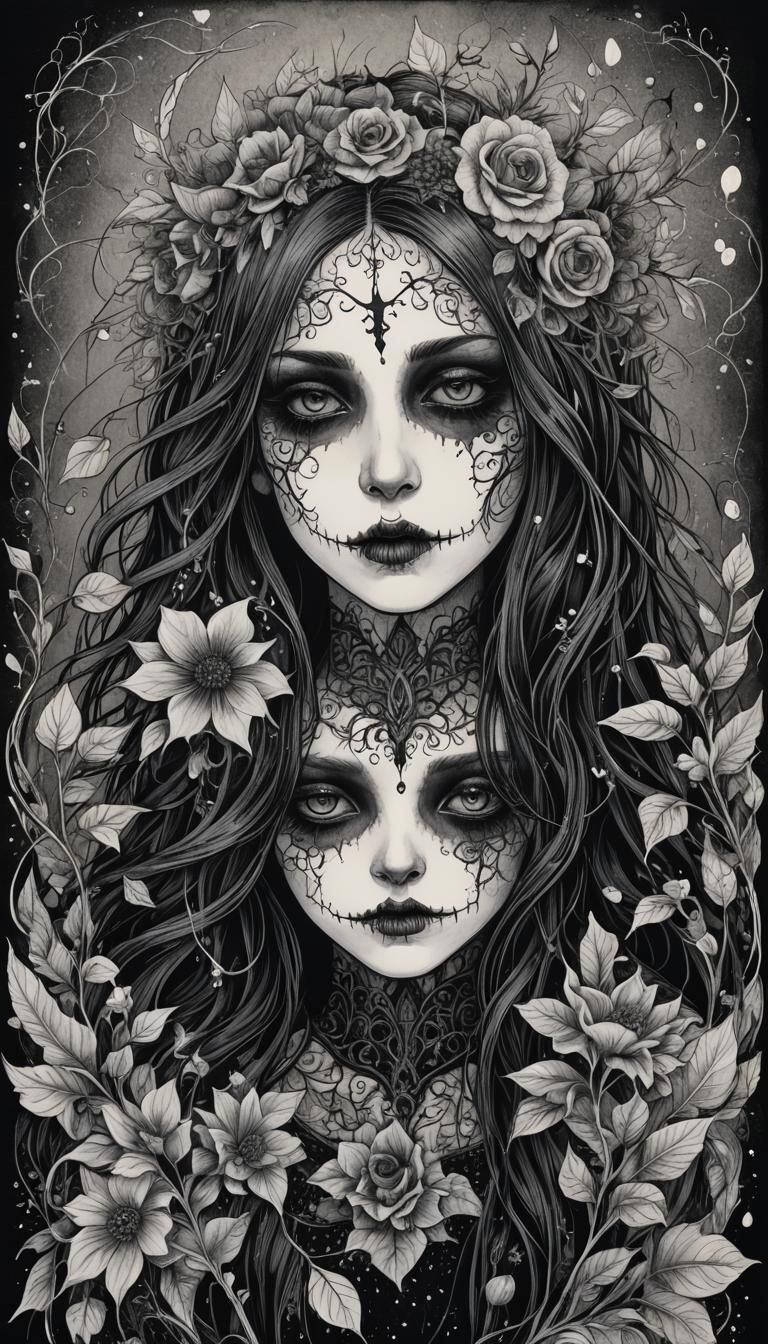 Gothic Death Comforted by Nature's Embrace
