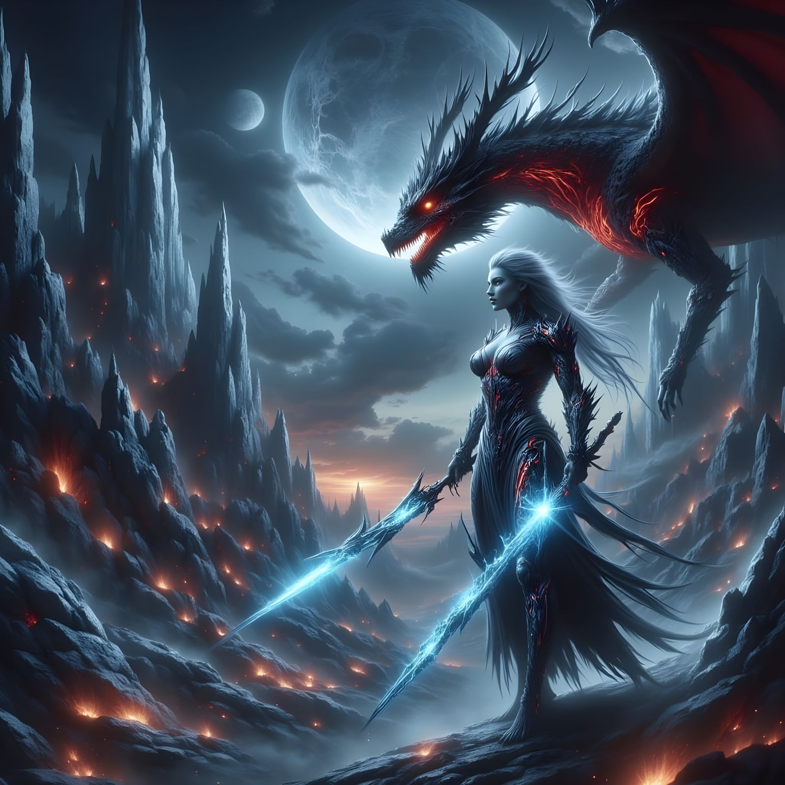 Warrior Born of Fire and Ice in Celestial Battle