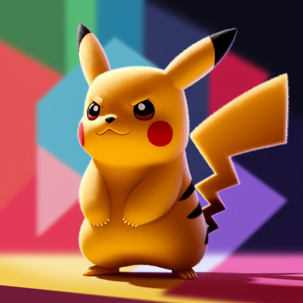 Hyperrealistic Detective Pikachu Concept Art in Vibrant Spla...