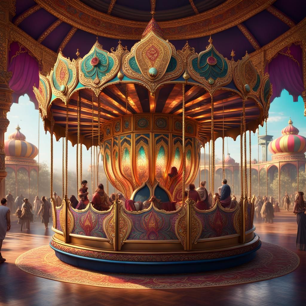 Indian Carousel with Mandalas in Jewel Tones