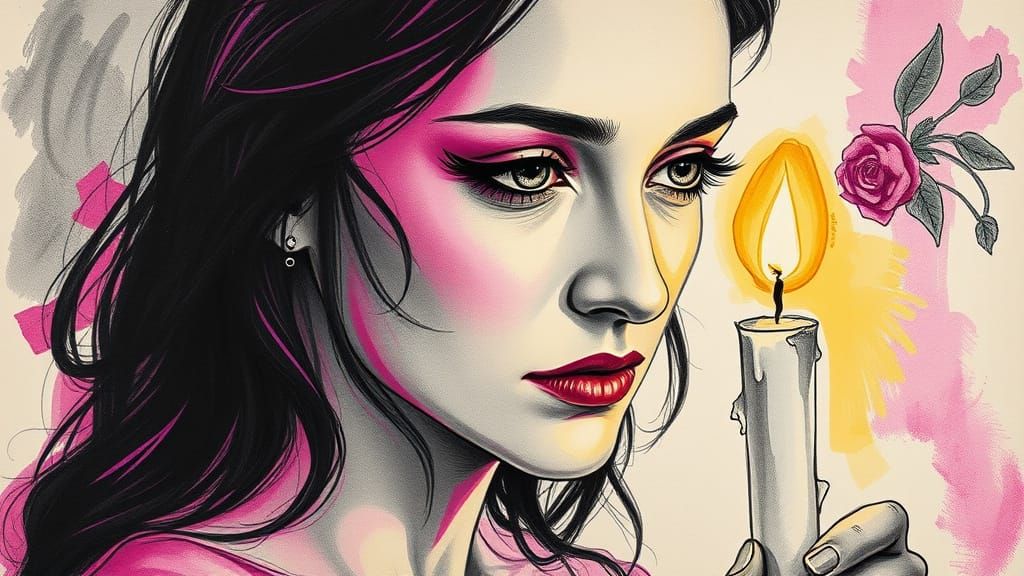 Expressive Portrait of a Young Woman in Charcoal and Conte