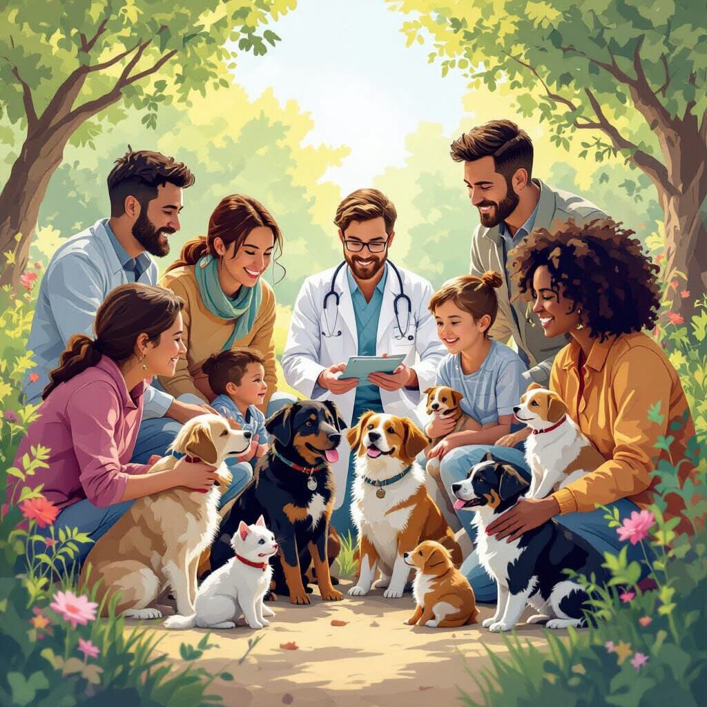 Harmonious Interaction: People, Pets, and Nature