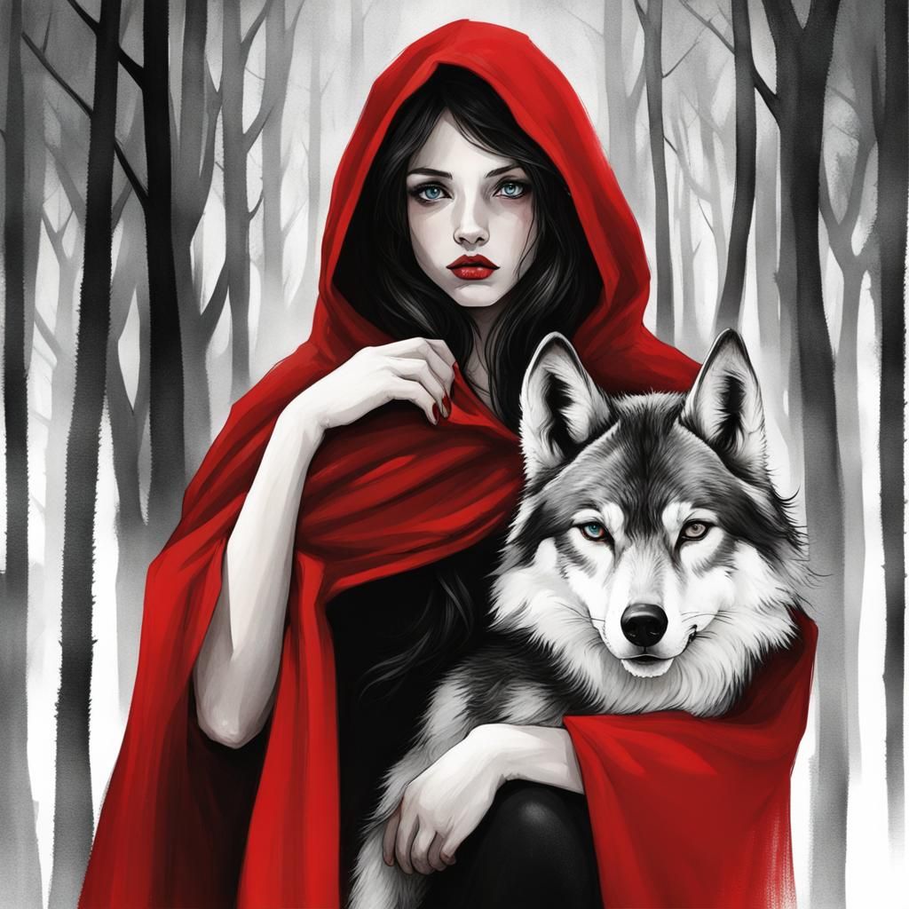 Red Riding Hood and Wolf: Minimalist Color Palette