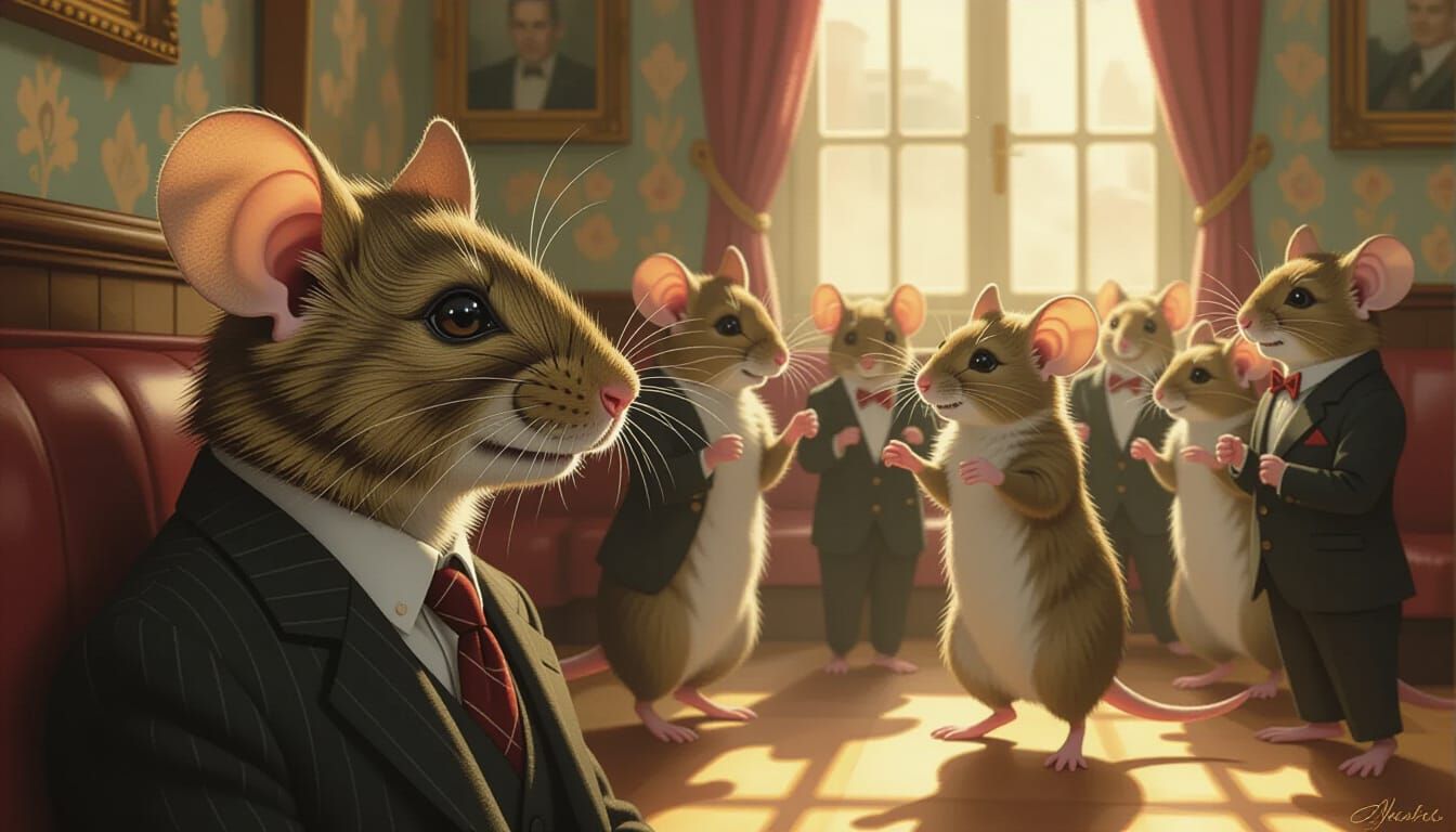 Anthropomorphic Mouse Longing at Dance, Hyperrealistic Style