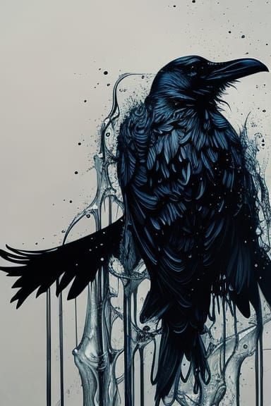 Detailed Water Raven Fantasy Splash Art