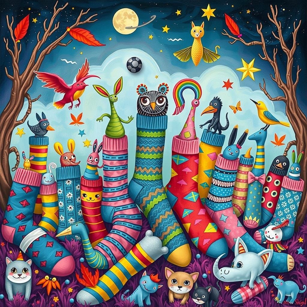 Whimsical Sock World with Sock Puppet