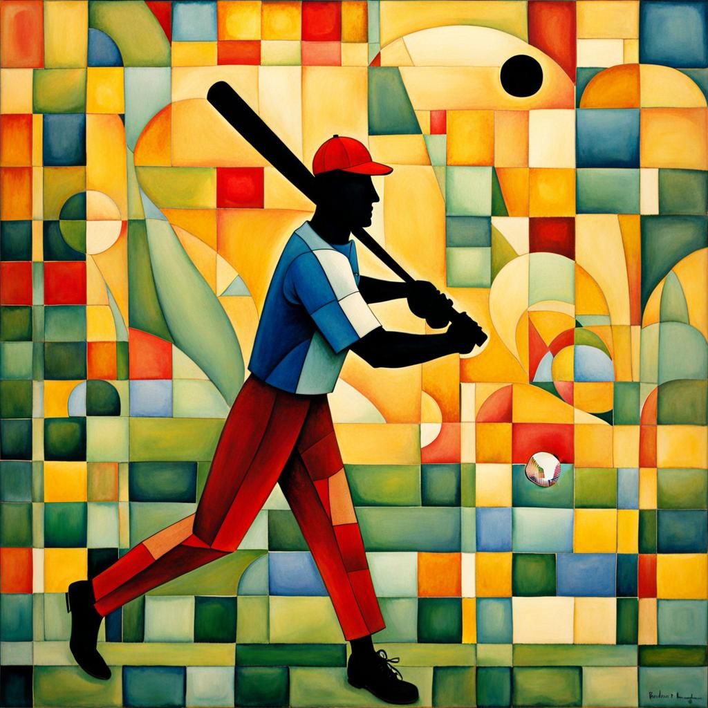 Baseball in Art Nouveau Cubist Style