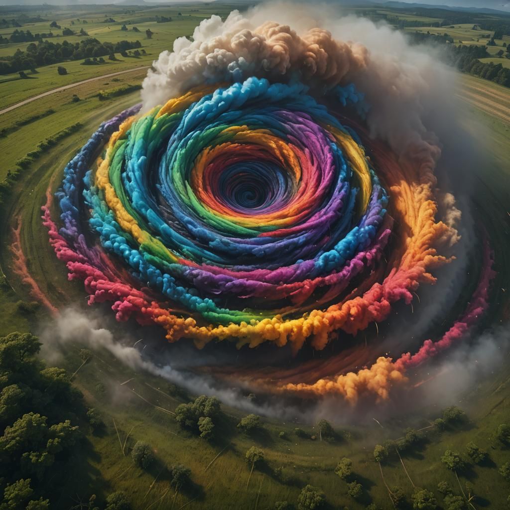Rainbow Tornado Whirl in a Fantastical Field