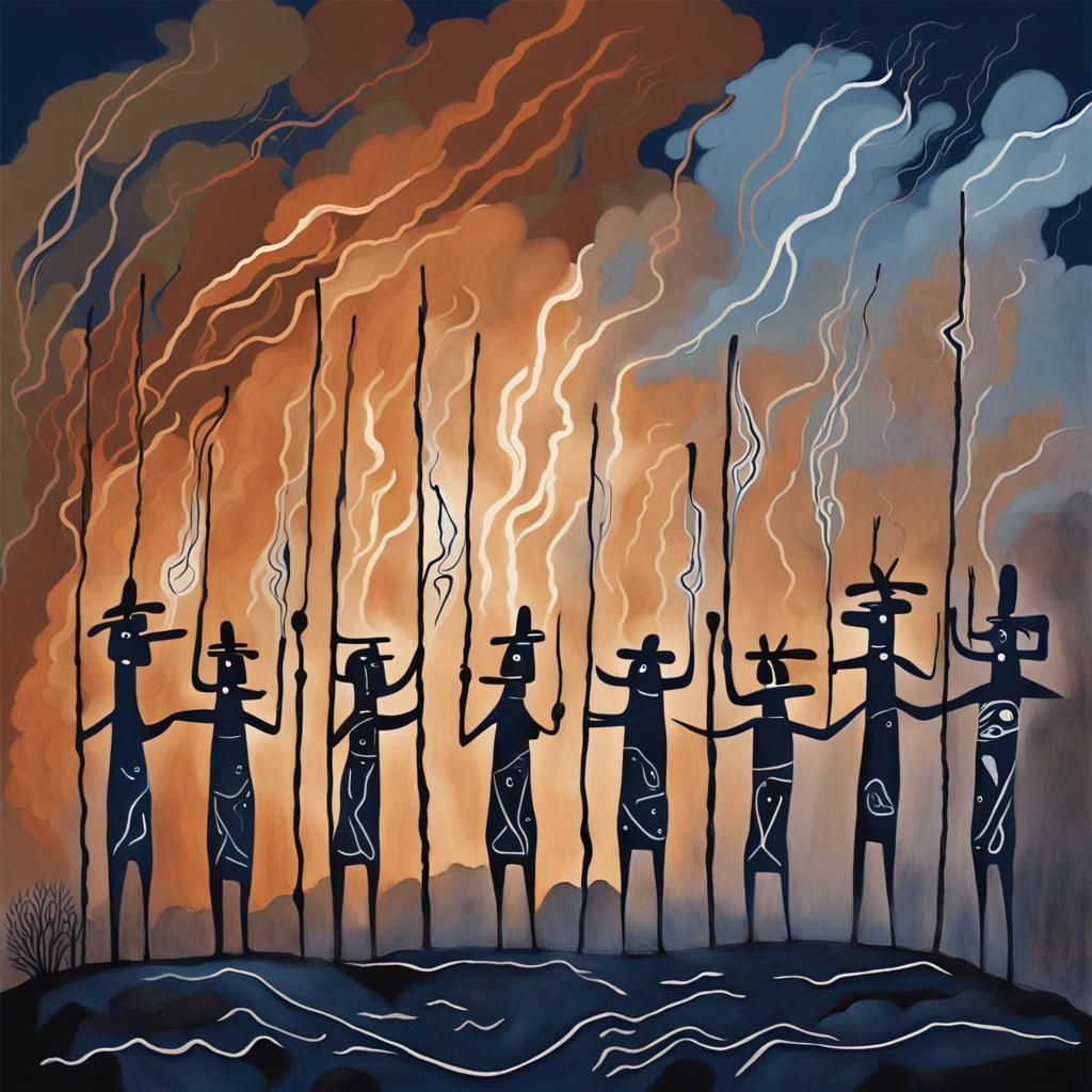 Wandjina Spirits Dance Under Lightning: Aboriginal Rock Art