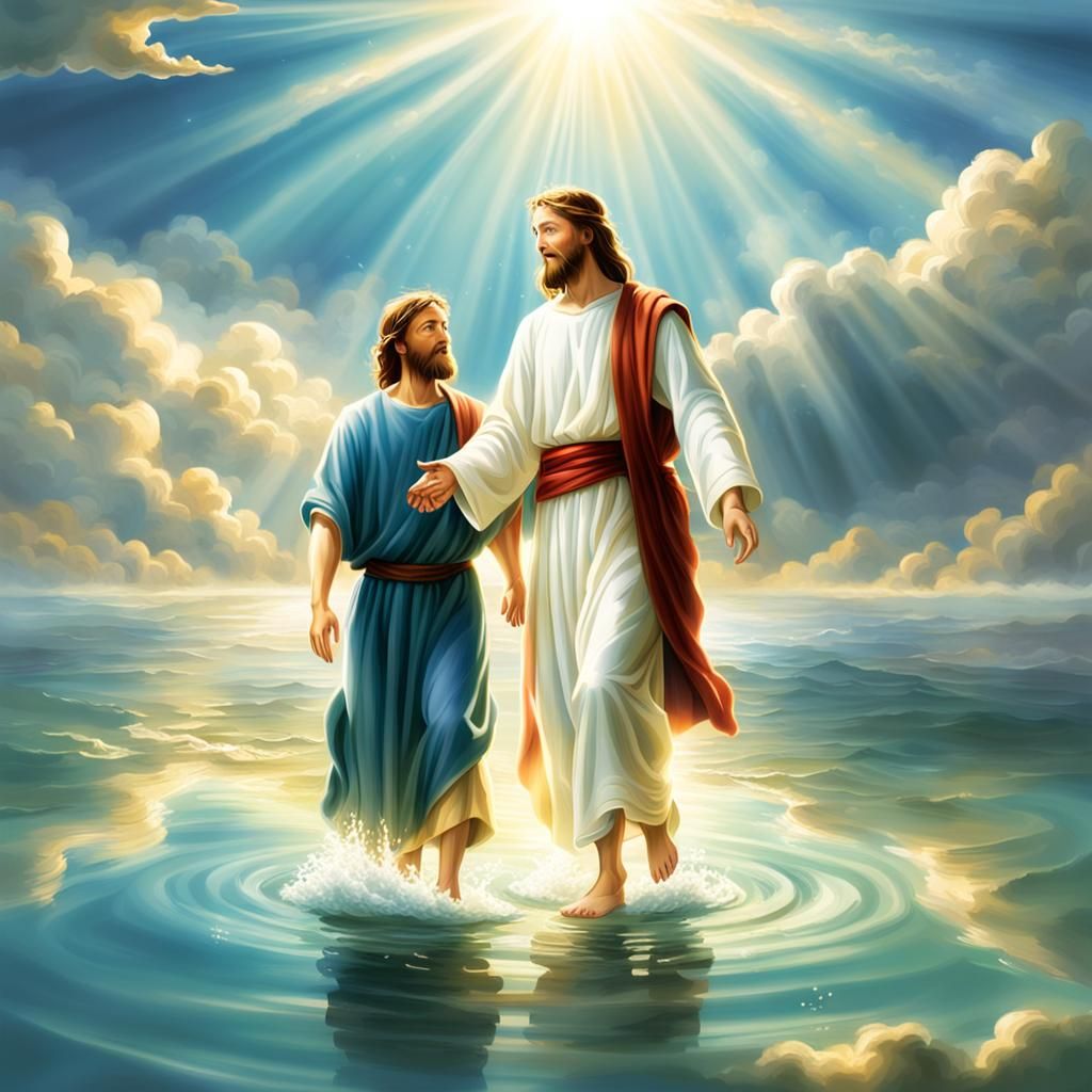 Peter Walks on Water in Divine Sunshine