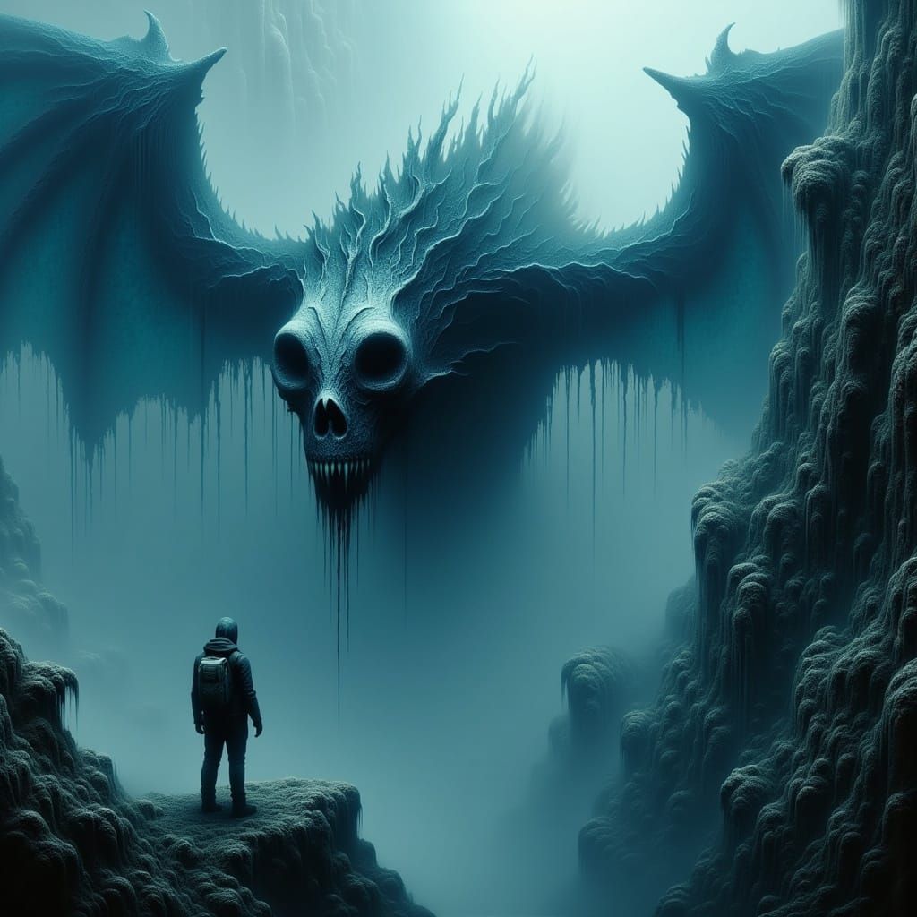 Eerie Dragon in Misty Surrealist Style