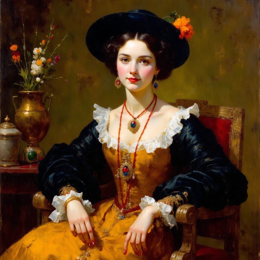 A Renaissance Woman in Elegant Splendor