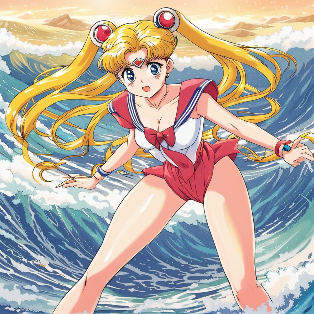 Sailor Moon Surfing: Anime Key Visual
