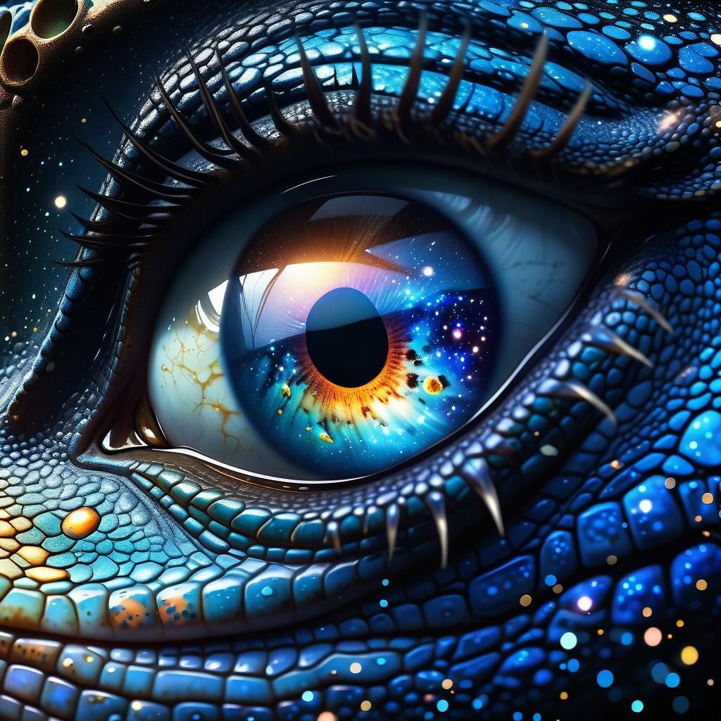 Gecko Eye Reflecting Shimmering Milky Way