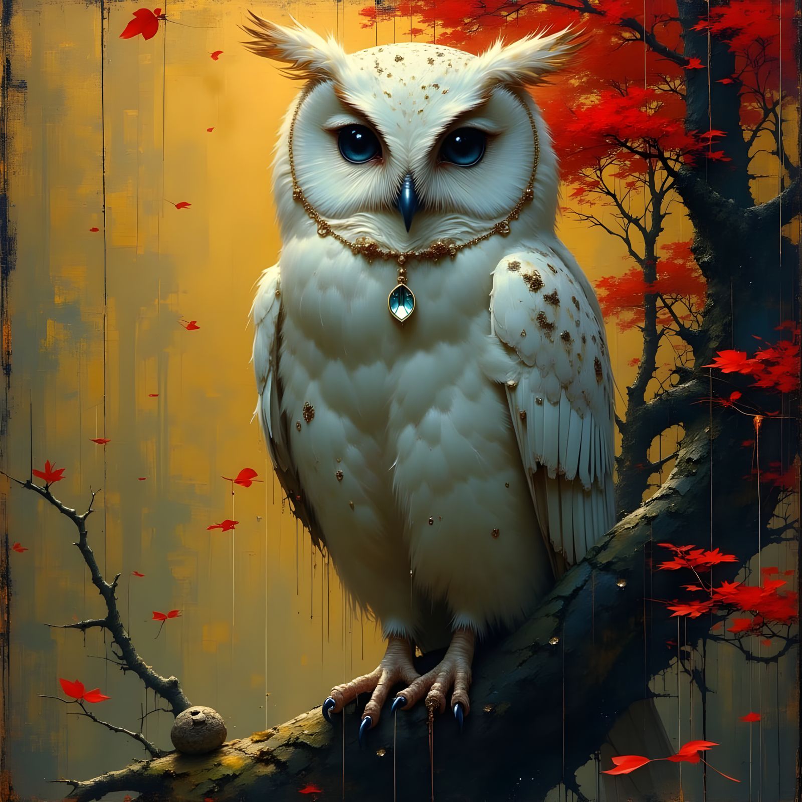 Silver Owl with Crystal Jewelry in Da Vinci Style