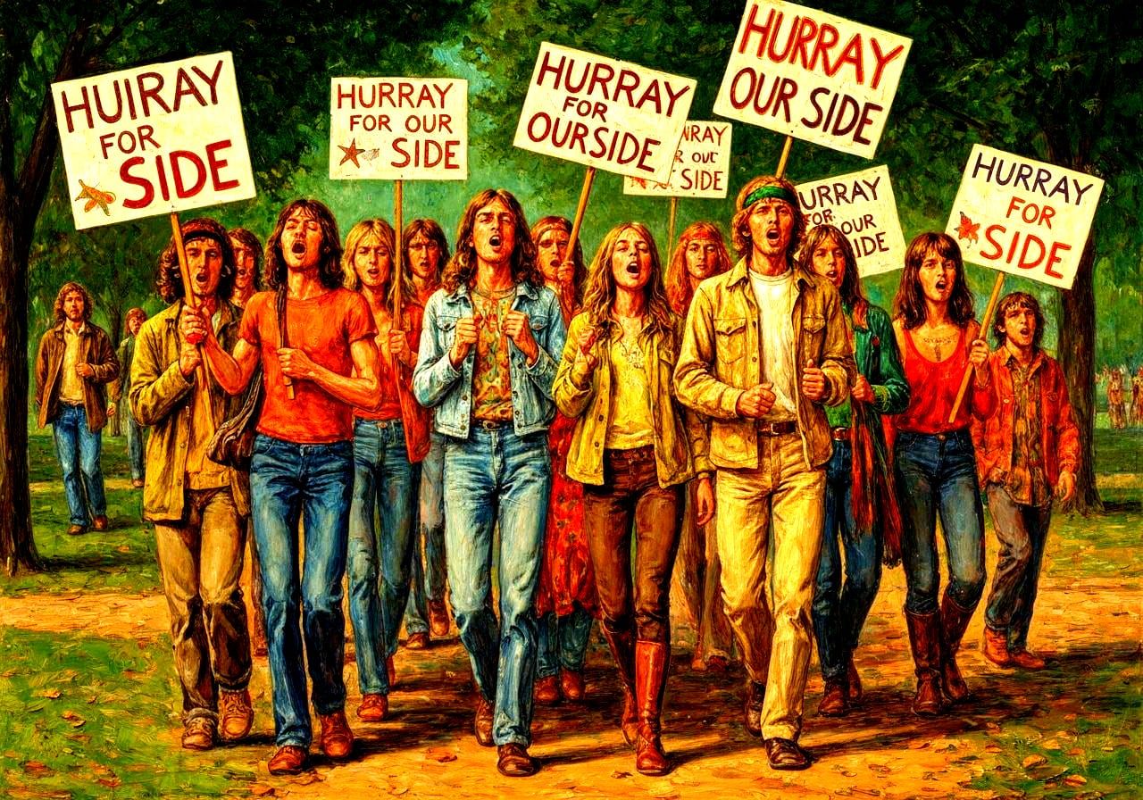 1960s Hippies Protest as Oil Painting