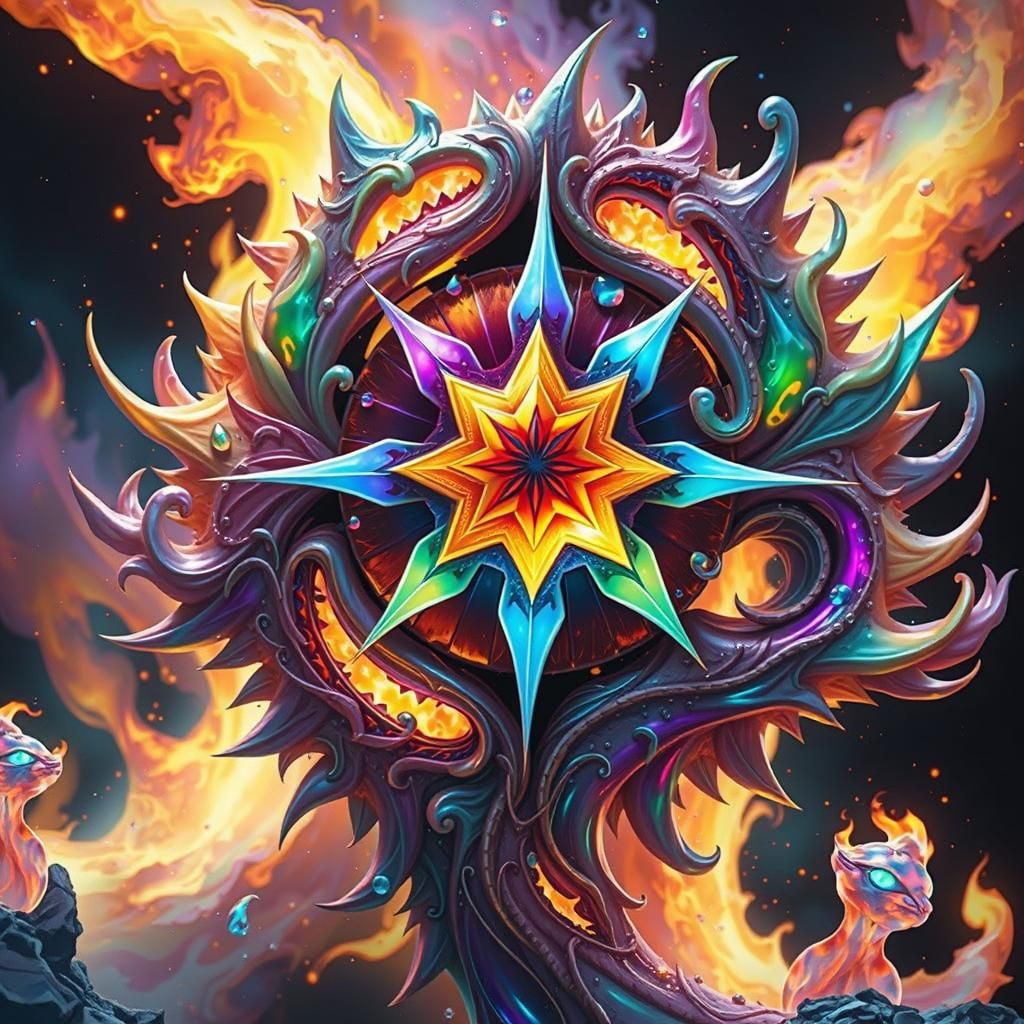 Fire Elementals Dance in Volcanic Landscape