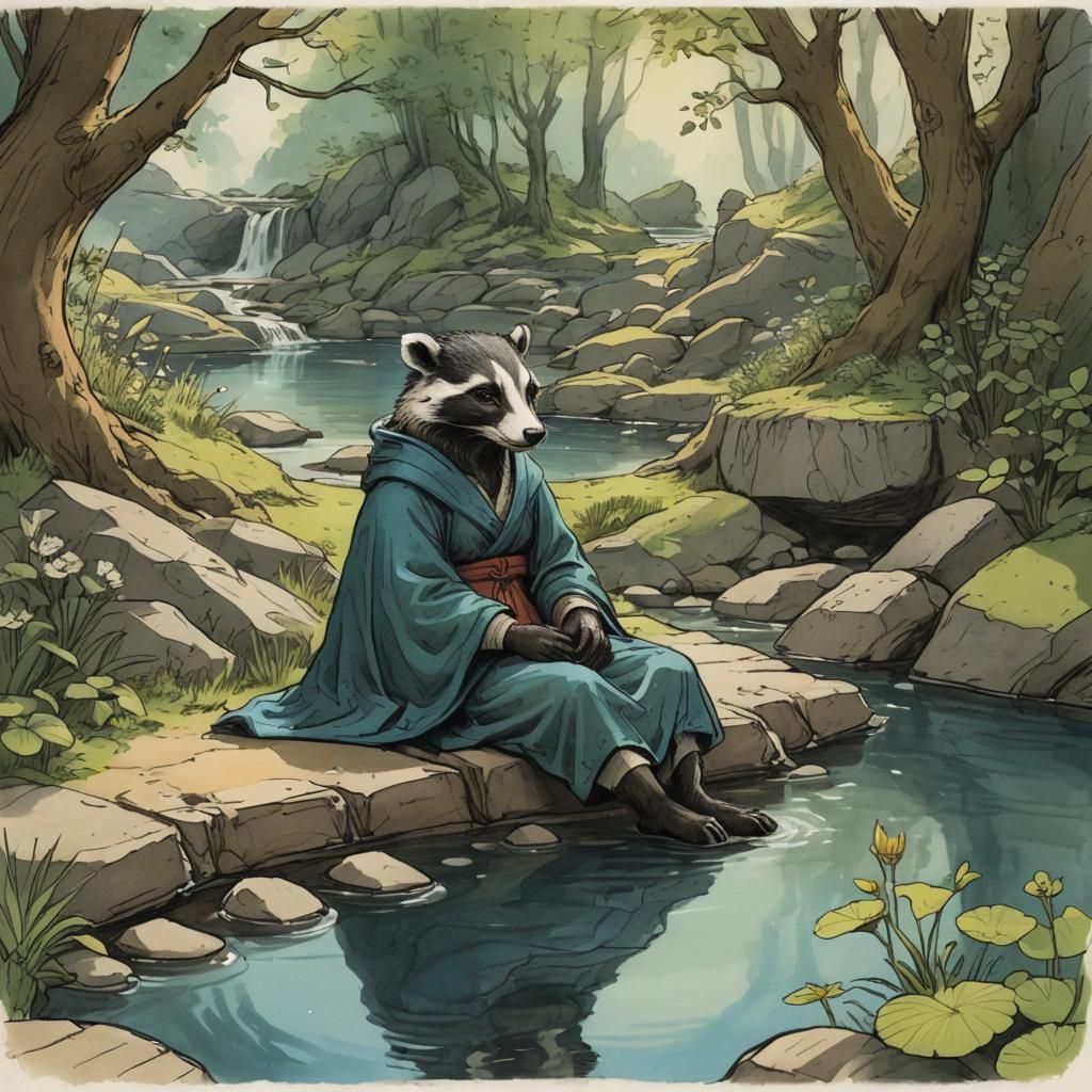 Redwall Sketch: Ancient Badger in Scotland Fairy Pool
