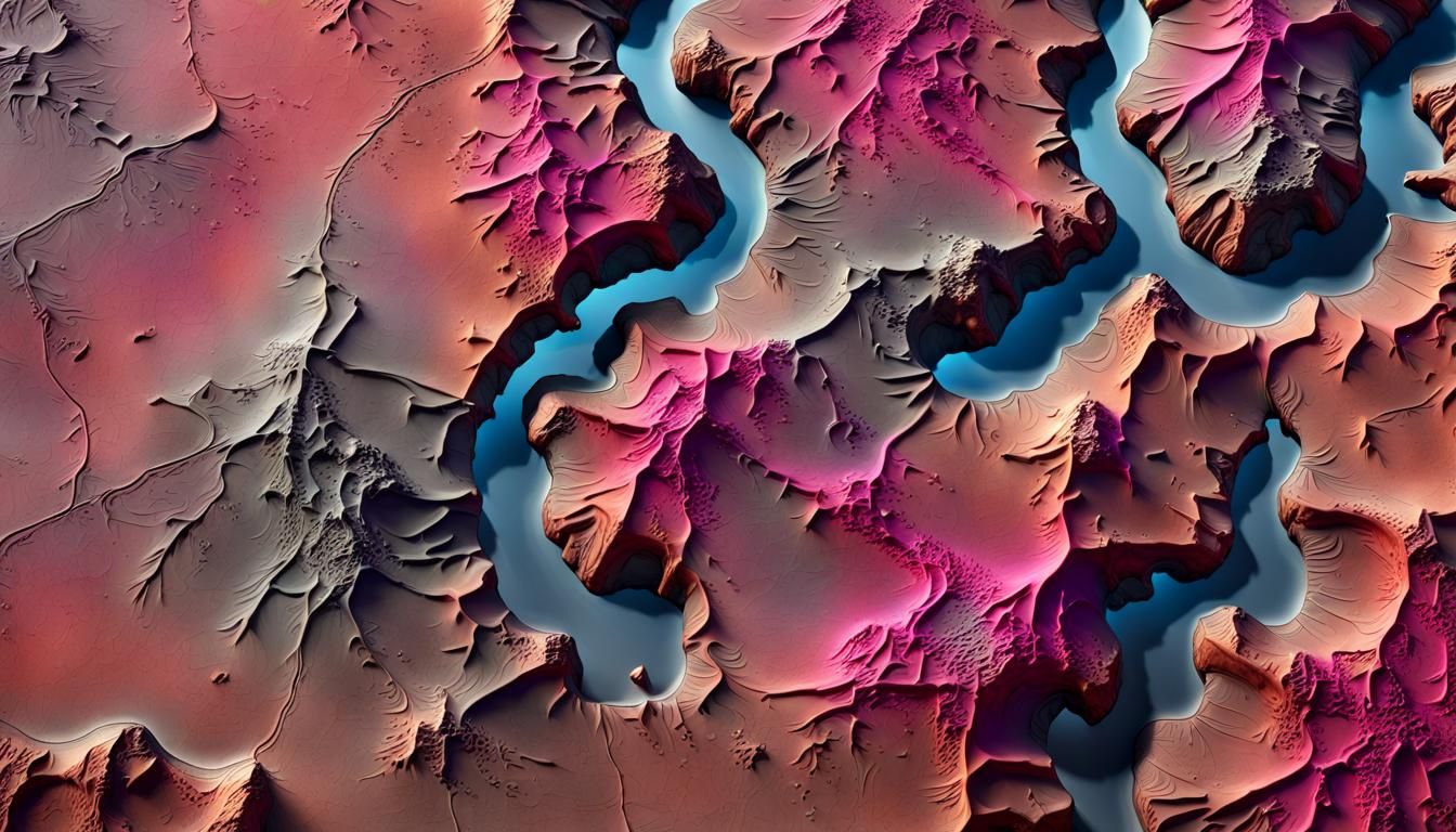 Detailed Martian Topographical Map on Parchment