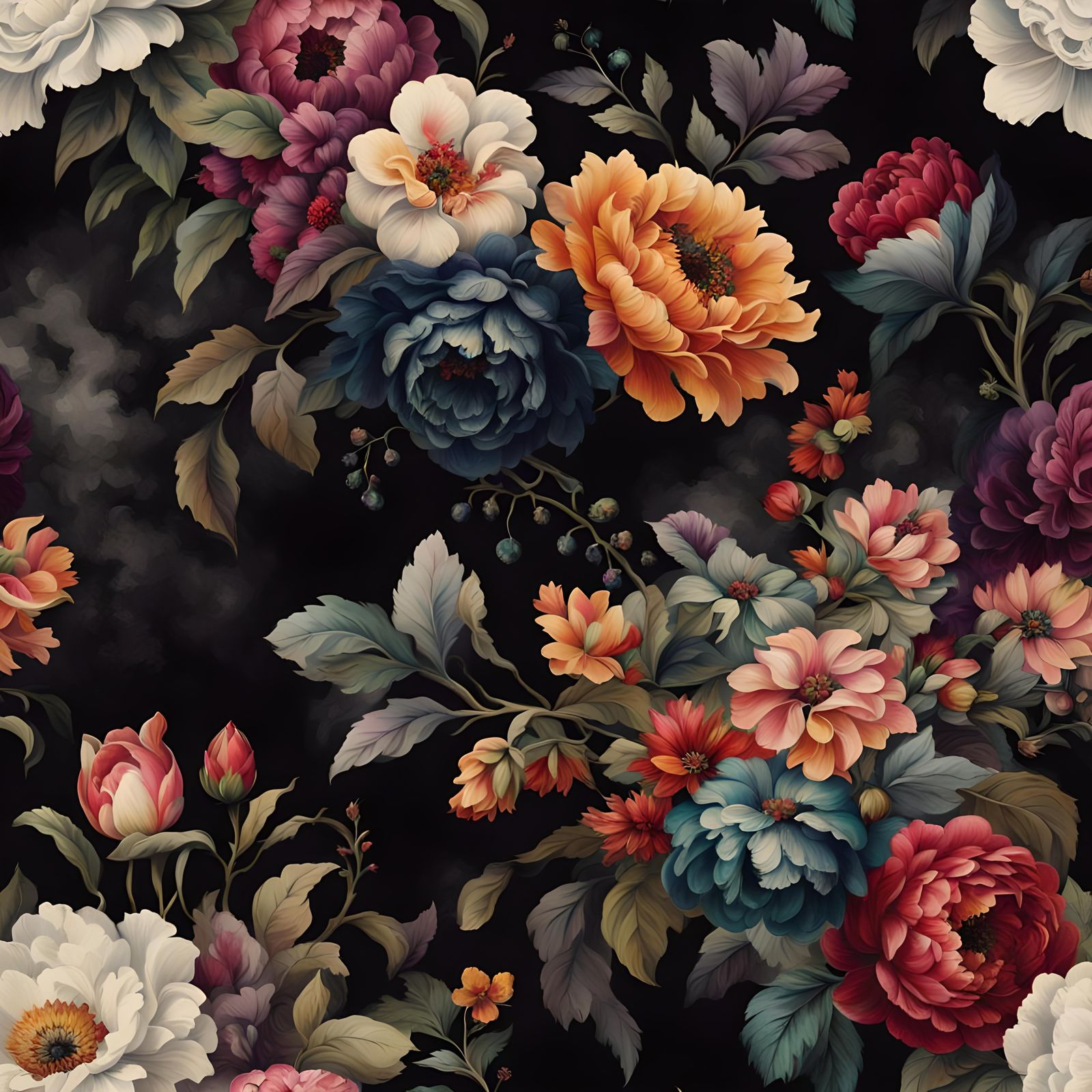 Moody Victorian Floral Arrangement in Fog