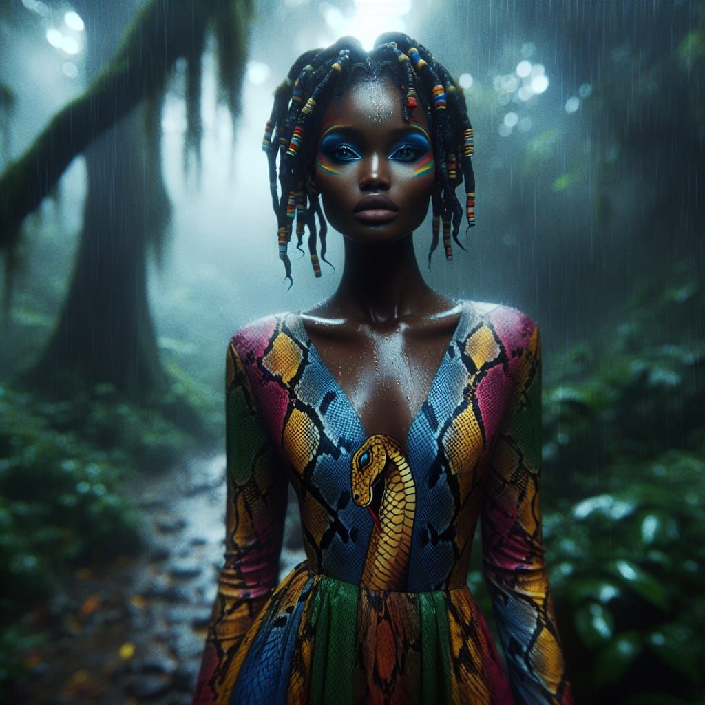 Congolese Rain Goddess Bunzi in African Rainforest