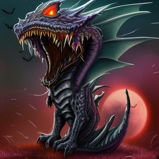 Festive Halloween Dragon Illustration