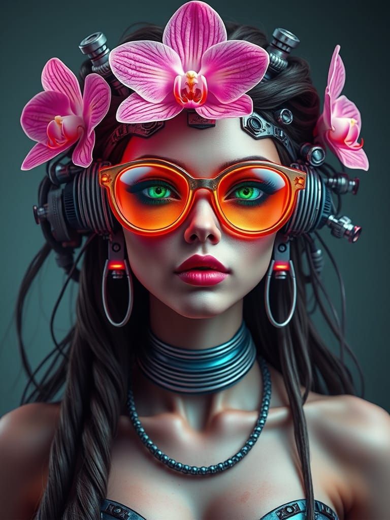 Cyborg Princess in Vibrant Orchid Beauty