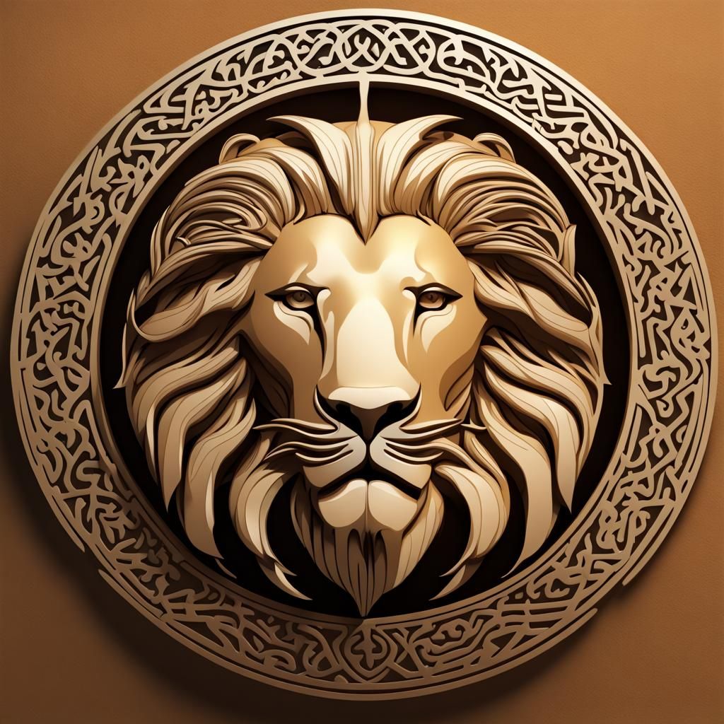 Lion with Arabic Calligraphy in 8K