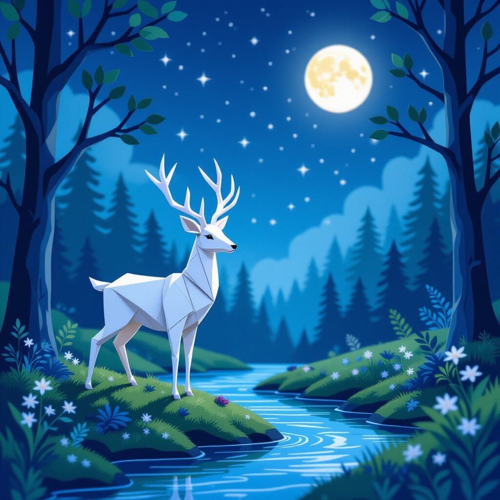 Origami Deer by Starry River in Enchanted Forest