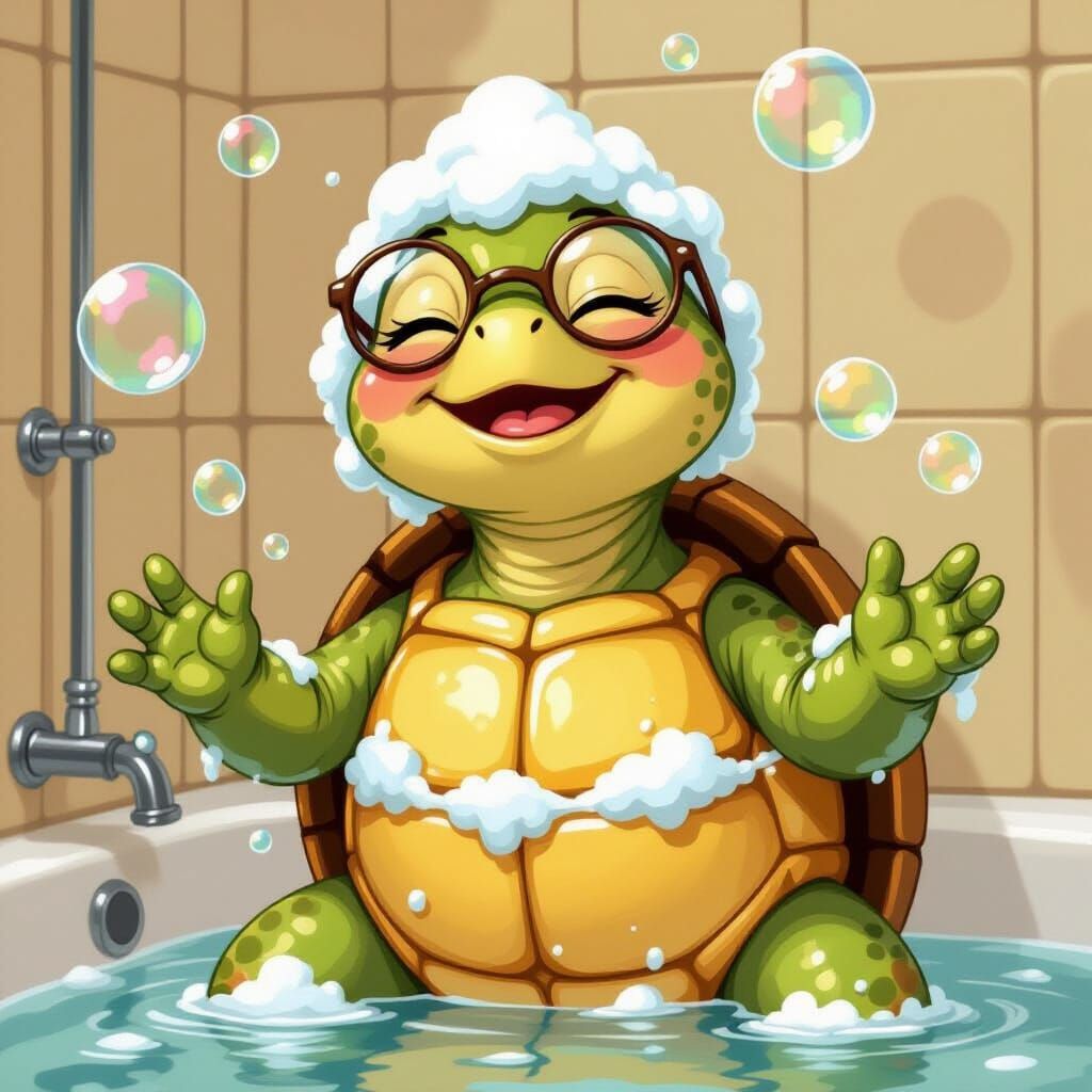 Turtle Shower Serenade in Beatrix Potter Style