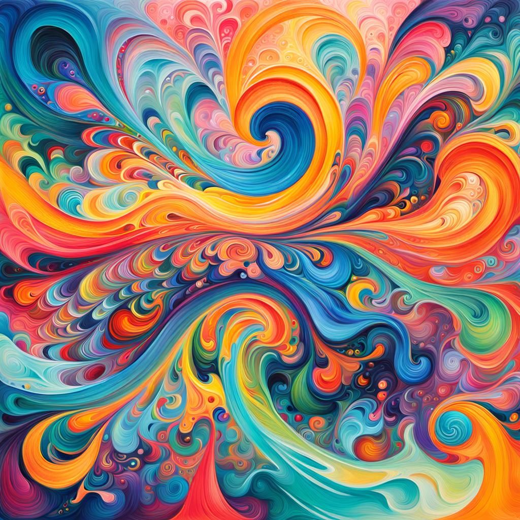 Abstract Expressionism: Swirling Fractals in Gouache Impasto