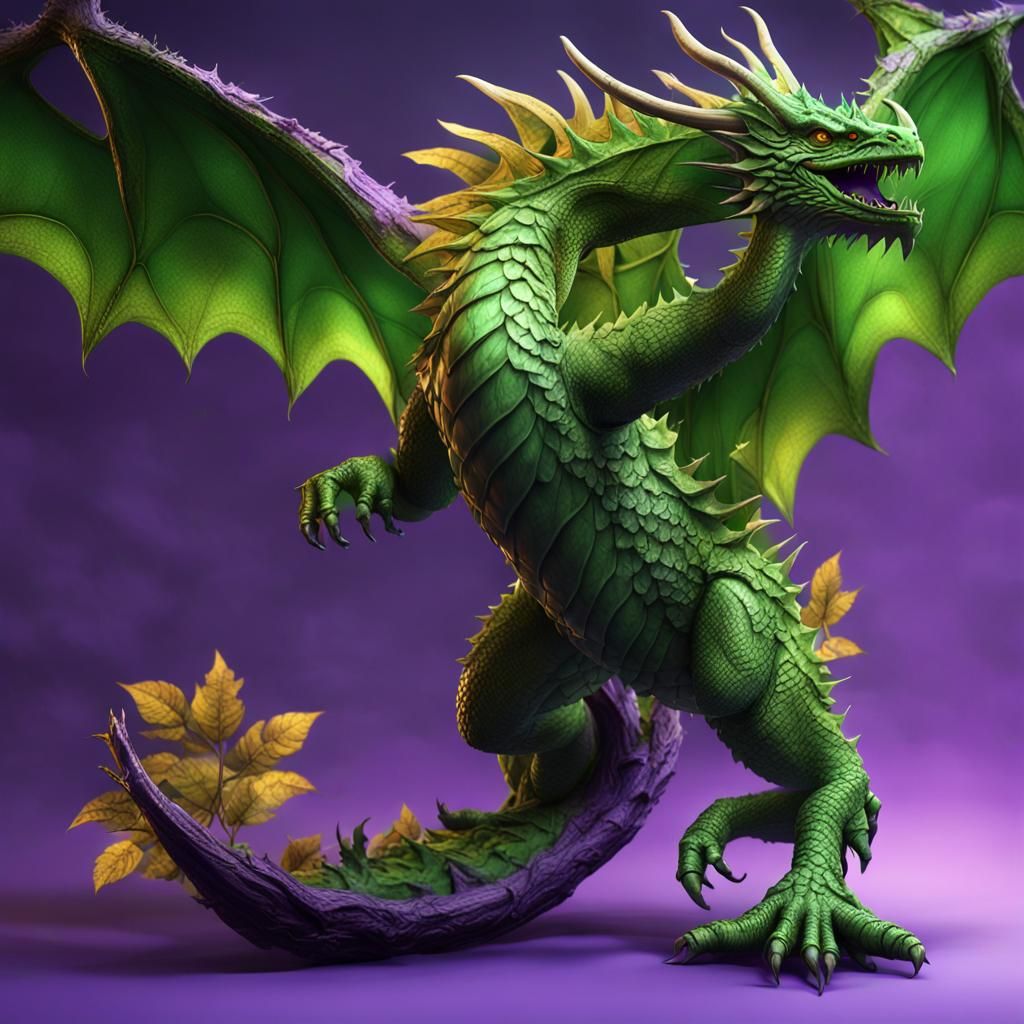 Leaf Dragon: Sustainable Fantasy Art in 8K