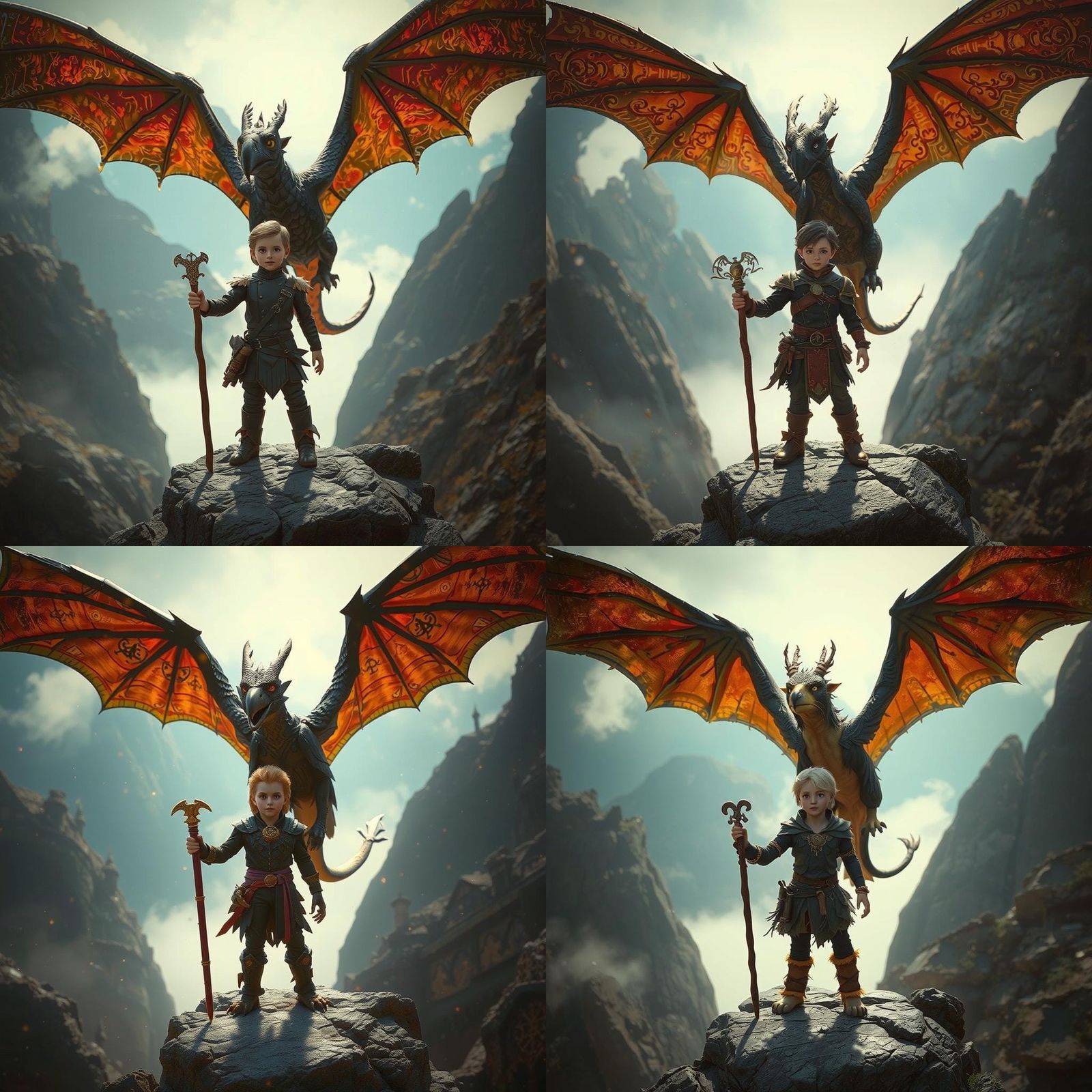 Lion Crow Hybrid in Dark Fantasy Style