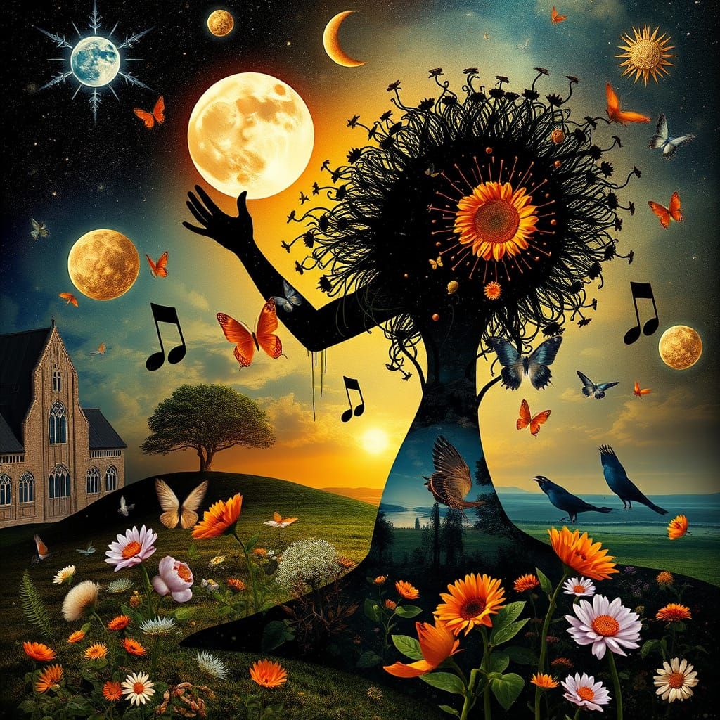 Ethereal Surrender: A Sunflower's Harmony with Nature