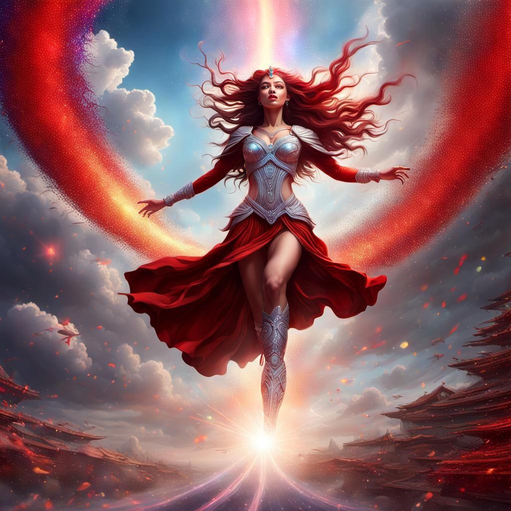 Platinum War Goddess Leaps Through Sky