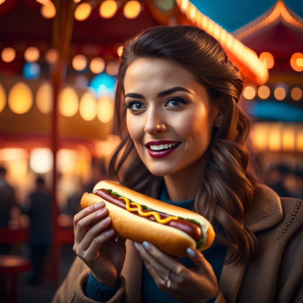 Hot dog at the amusement park...