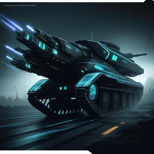 Cybernetic Tank Vehicle with Photoluminescent Hull