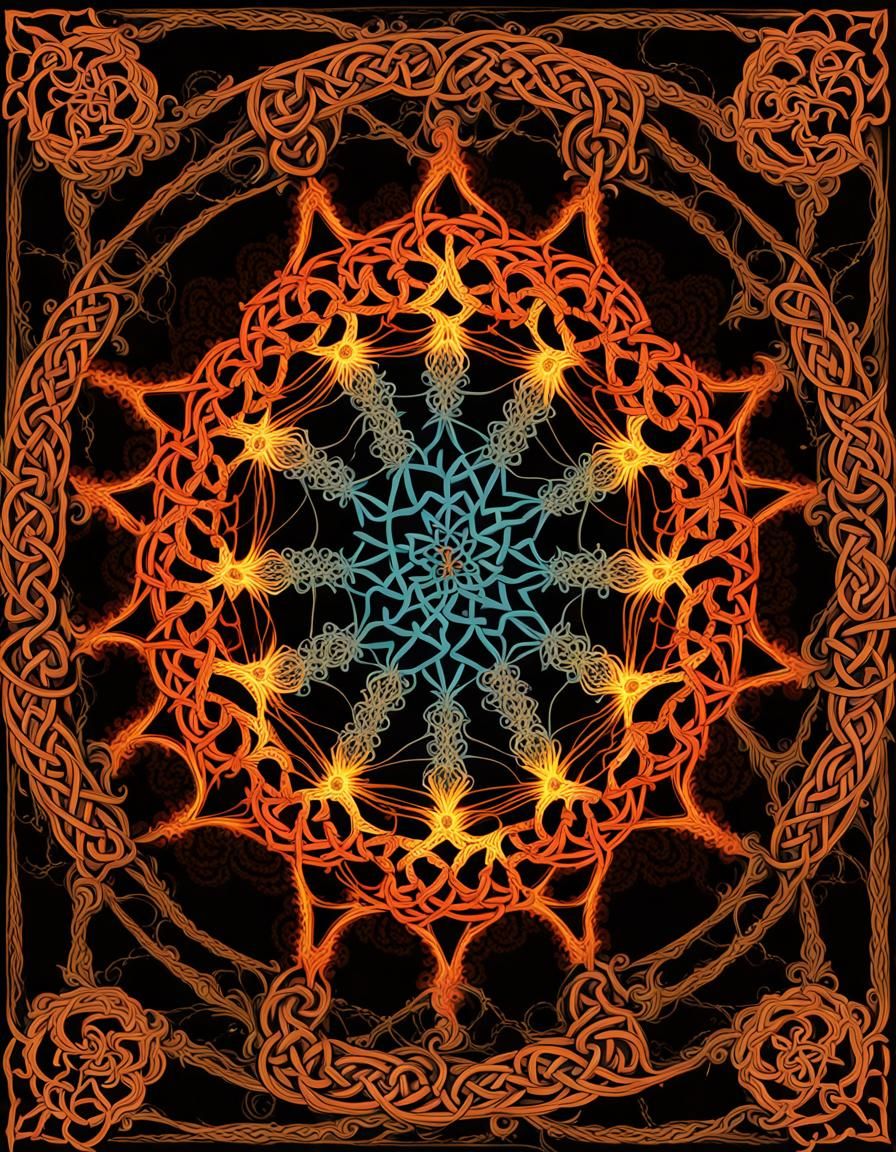 Complex Fractal Celtic Knot Mandala Design
