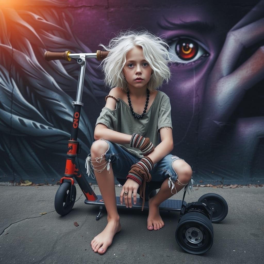 Scooter George Cruises Suburban Streets in Whimsical Style