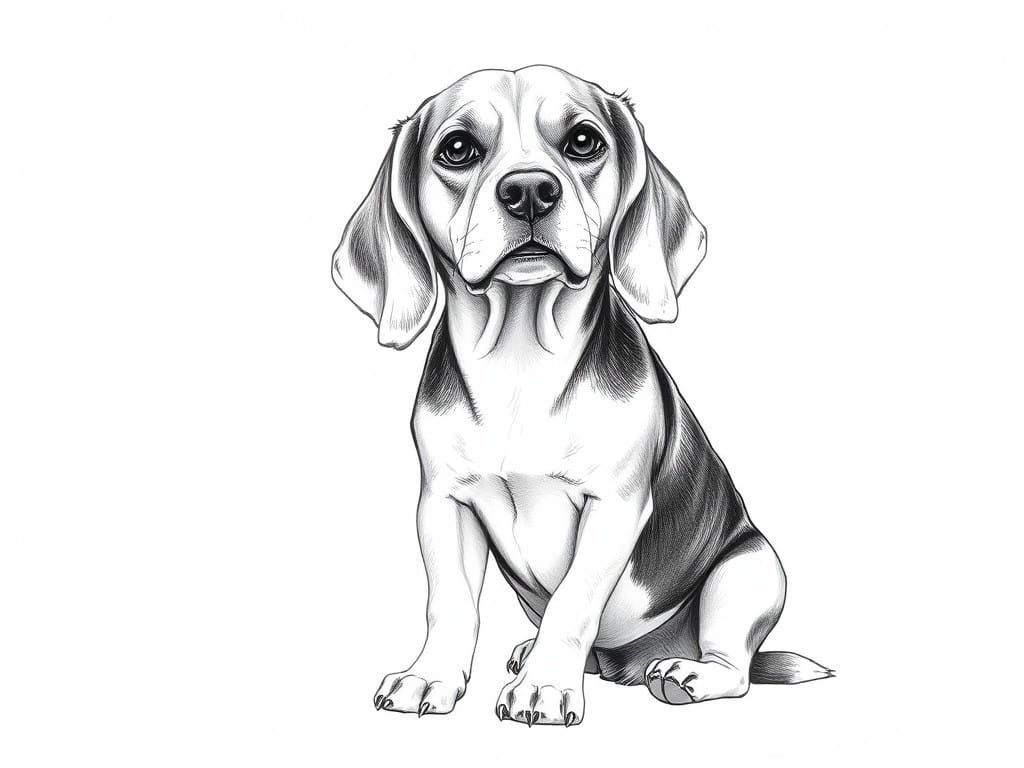Regal Beagle in Monochromatic Chiaroscuro