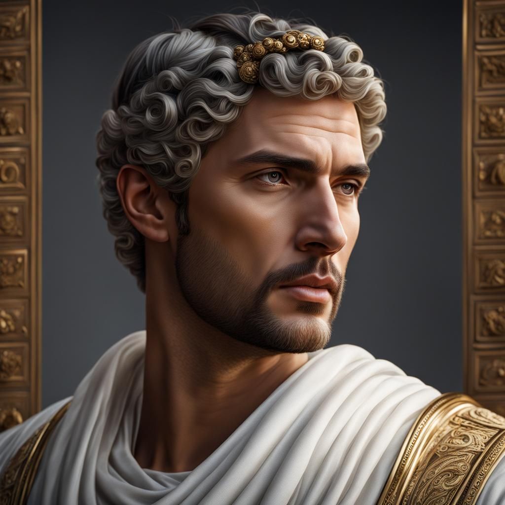 Hyperrealistic Portrait: Handsome Man in Roman Clothing