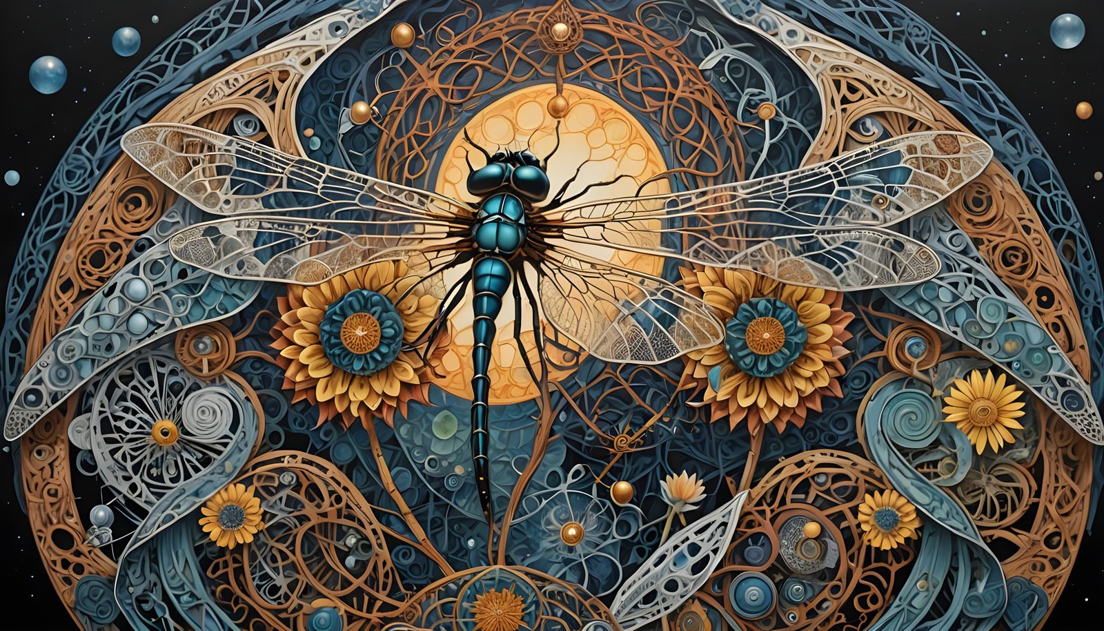 Dragonfly Quantum Zentangle with Celtic Elements