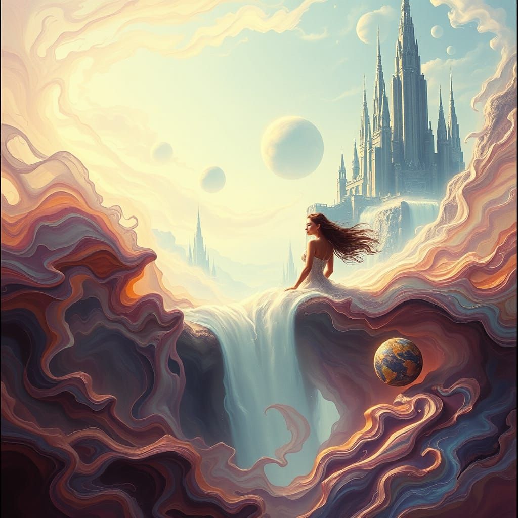 Dreamlike Mystical Realm with Iridescent Colors and Ethereal...