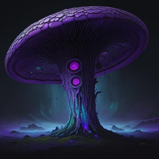 Psychedelic Alien Mushroom with Galactic Cap