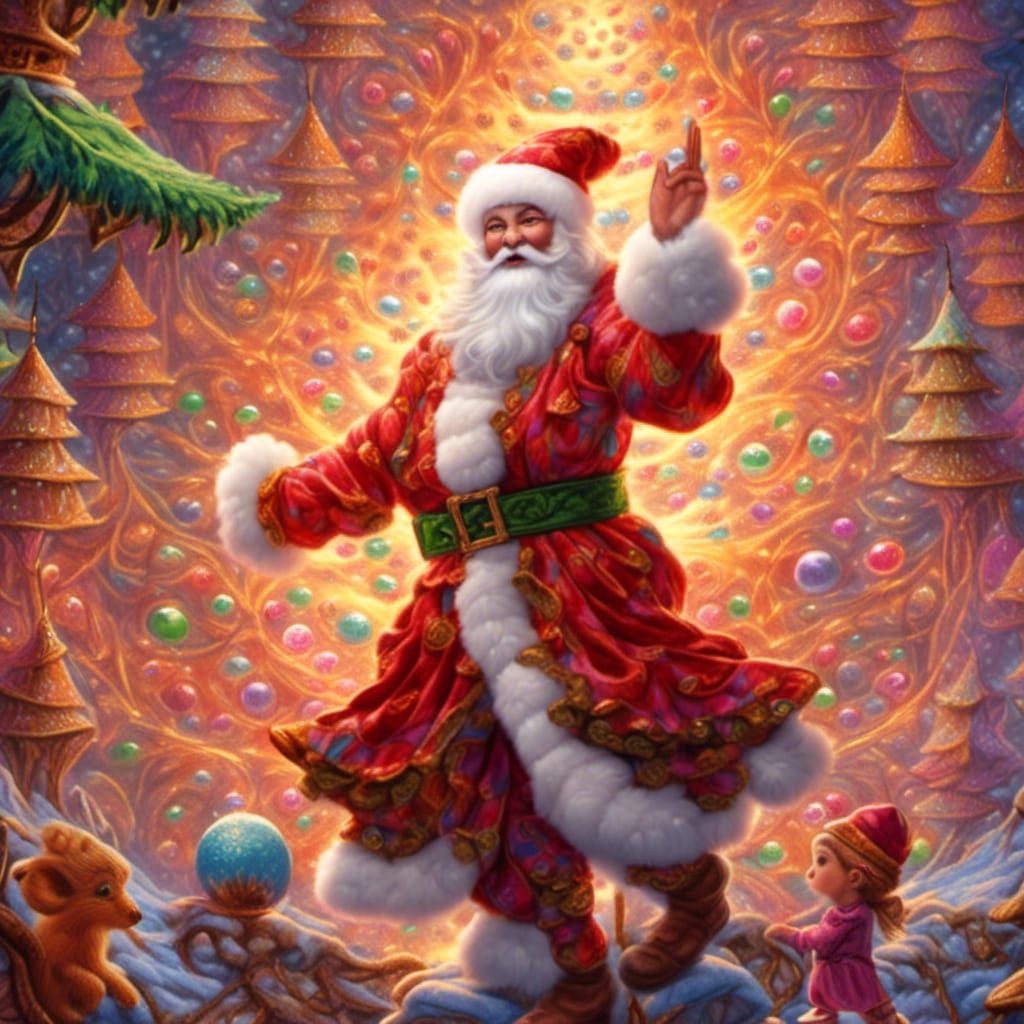 Baby Santa Cartoon Christmas Pattern in Digital Art Style