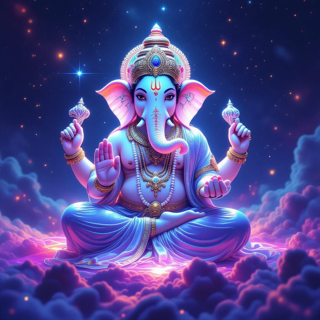 Lord Ganesha in Crystal and Starlight