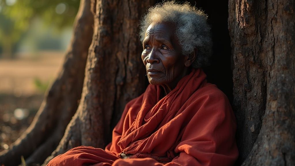 Elderly African Woman's Portrait in Cinematic Style